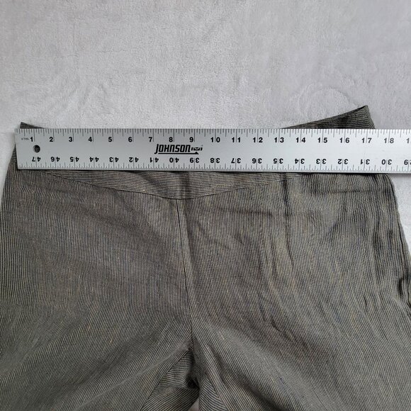CAbi Carol Anderson Womens Linen Wide-Leg Pants Size 12 Beige Blue Pinstripe New - Picture 8 of 12